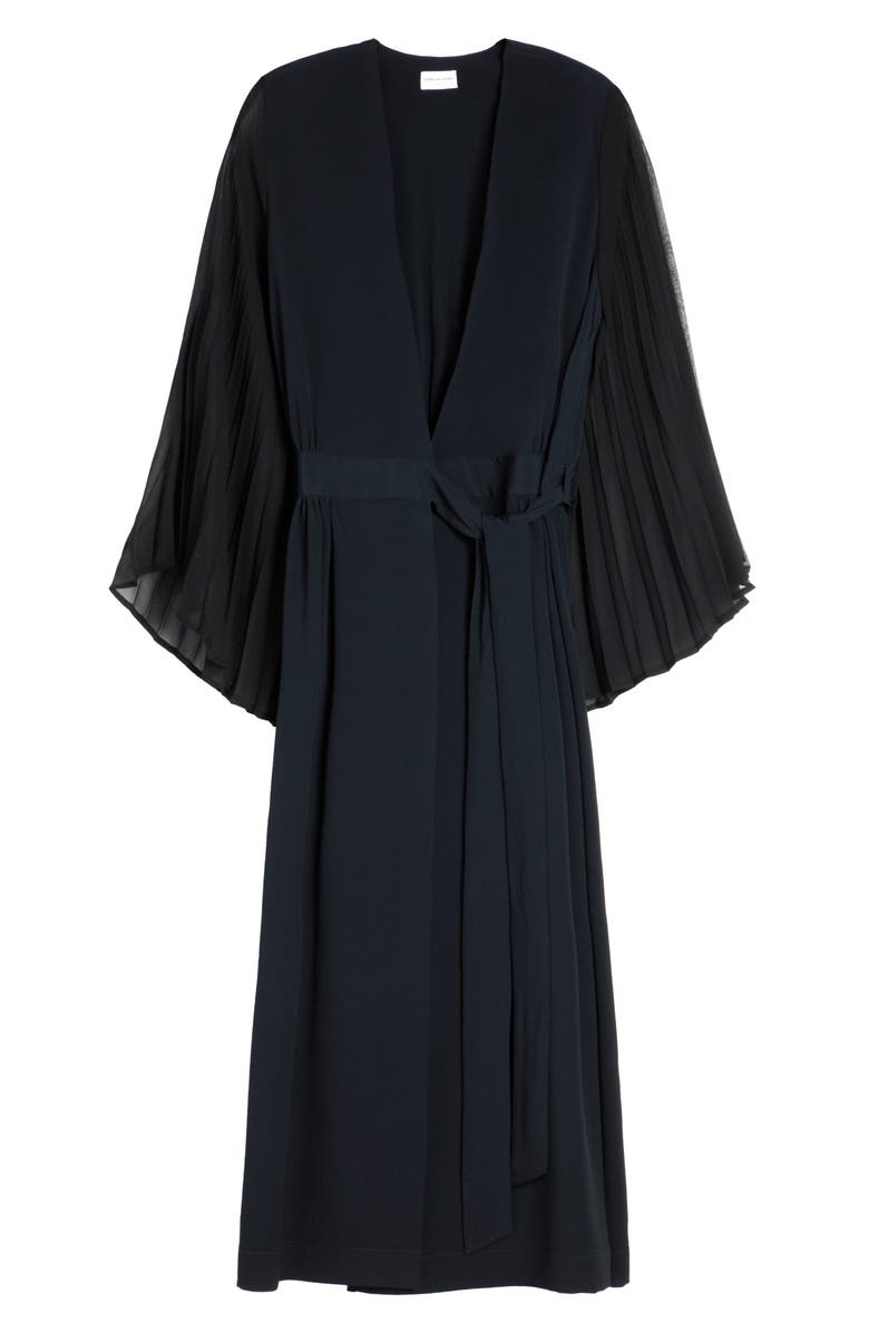 Dries Van Noten Dooley Pleated Long Sleeve Crepe Dress, Alternate, color, Black 900