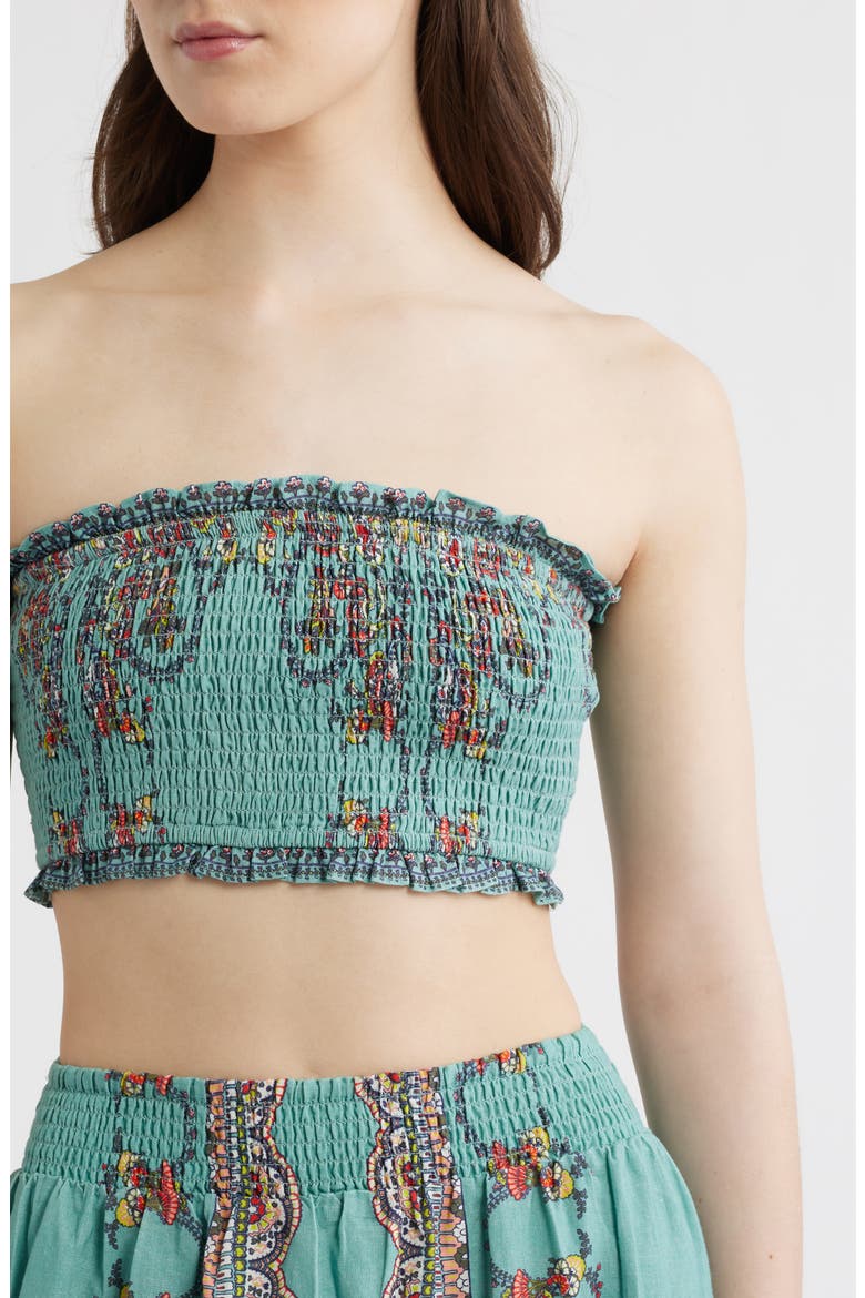 Scarf Print Cotton & Linen Tube Top & Maxi Skirt Set, Alternate, color, BLEURA PRINT