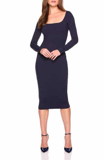 Susana Monaco Scoop Long Sleeve Midi Dress