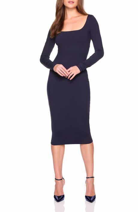 Susana Monaco Scoop Long Sleeve Midi Dress