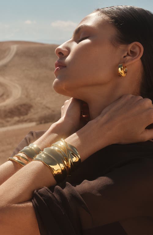Monica Vinader Womens Nomade Medium 18ct Yellow Gold Vermeil Hoop Earrings In Gold