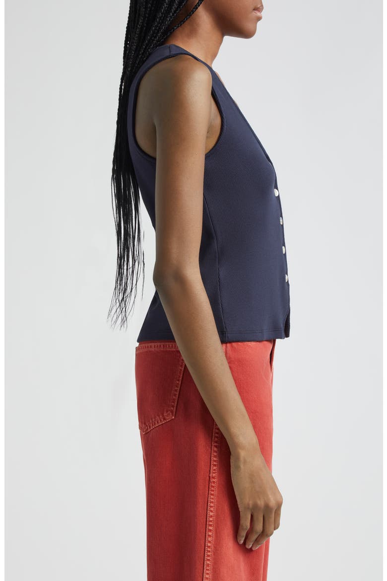 Hoorne Cotton Rib Button-Up Vest, Alternate, color, NAVY