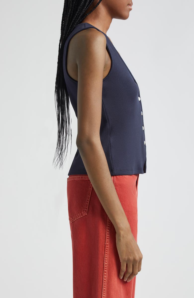 Veronica Beard Hoorne Cotton Rib Button-Up Vest, Alternate, color,