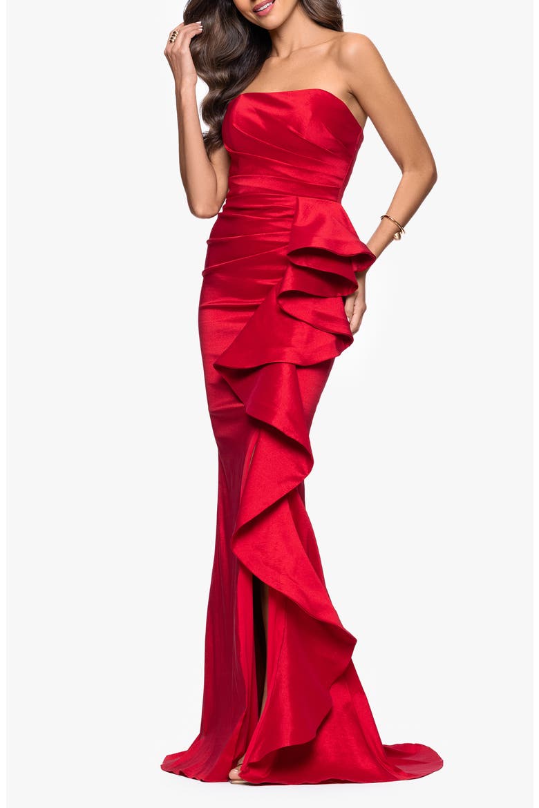 betsy and adam red dress & Women's Strapless Midi with Front Bow Detail Hidden Back Zipper, Red, 4 : Clothing, Shoes & Jewelry modern look betsy and adam satin red