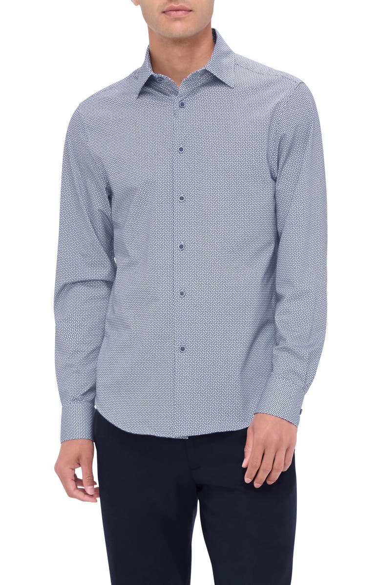 Bugatchi James OoohCotton<sup>®</sup> Geo Print Button-Up Shirt, Main, color,