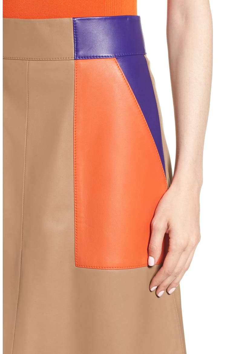Seplea Colorblock Leather Skirt, Alternate, color, WARM CLAY FANTASY