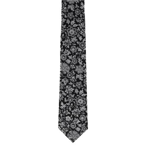 Trafalgar Arian Silver Floral And Vine Business Necktie In Black