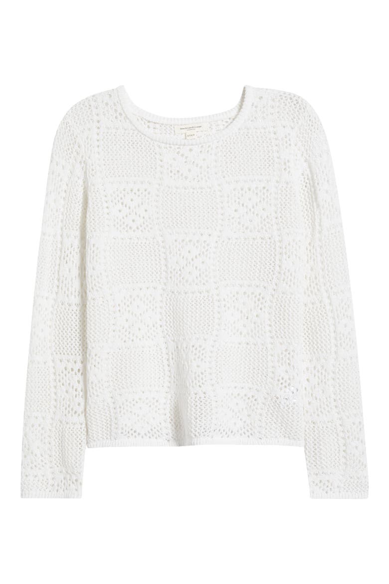 Tiara Crochet Look Sweater, Alternate, color, WHITE