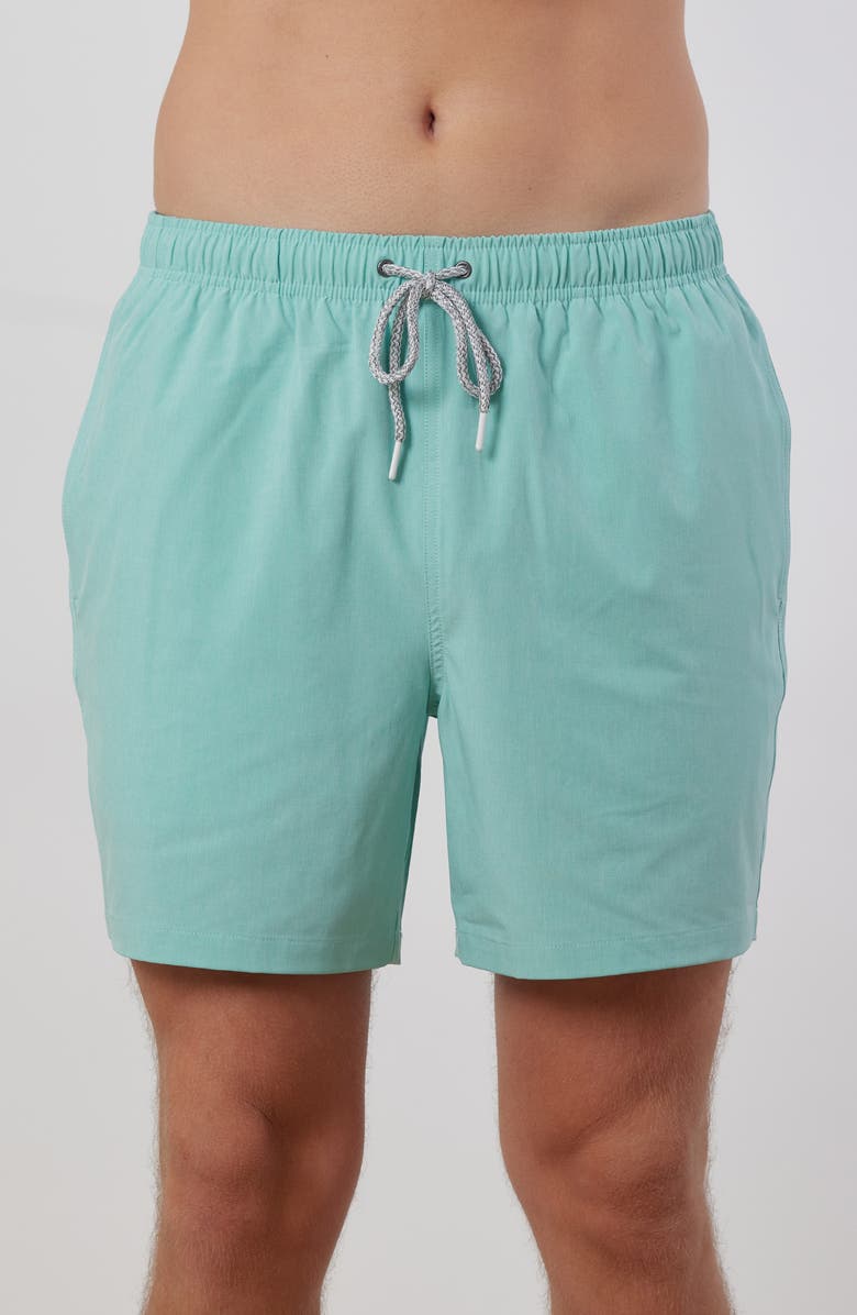 Rainforest Not Your Average Solid Swim Trunks, Main, color, Aruba Blue
