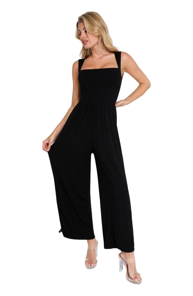 Popilush Shapewear Square Neck Tummy Control Wide Leg Jumpsuit, Alternate, color, 
