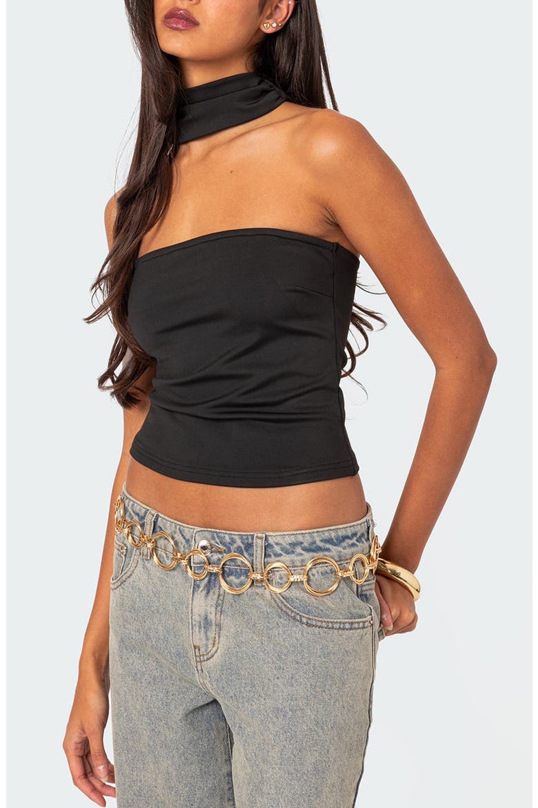 Alyssia Strapless Choker Top, Alternate, color, BLACK
