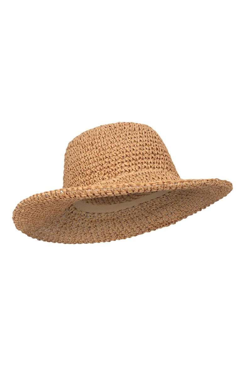 Straw Packable Sun Hat, Main, color, Dark Beige