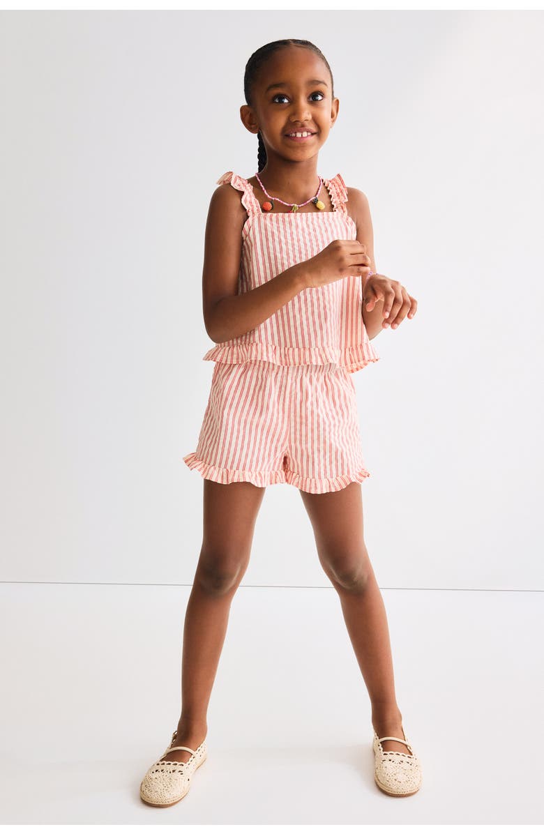 H&M 2-piece Frill-trimmed Cotton Set, Main, color, Red/Beige Striped