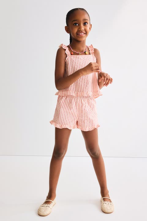 2-piece ruffle-trimmed cotton set