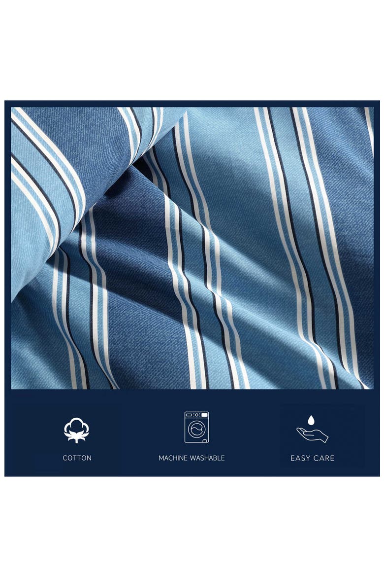Gilpin Pinstripe Cotton Comforter, Alternate, color, MEDIUM / DARK BLUE