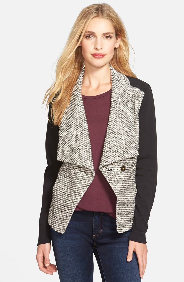 Halogen<sup>®</sup> Bouclé & Knit Drape Collar Jacket, Alternate, color, 