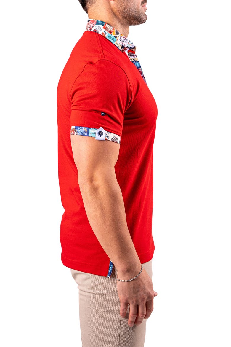 Collarsolidscarlet Red Button-Down Polo, Alternate, color, RED