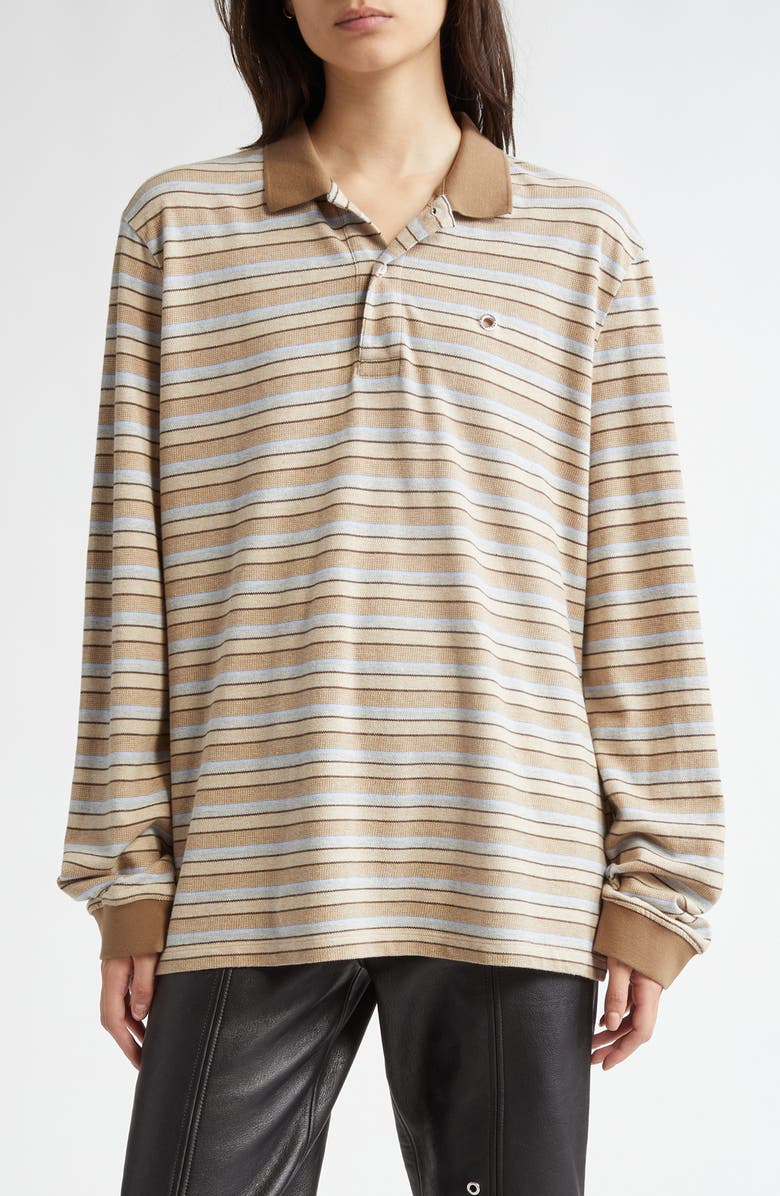 Saks Potts Serena Stripe Long Sleeve Polo, Main, color,