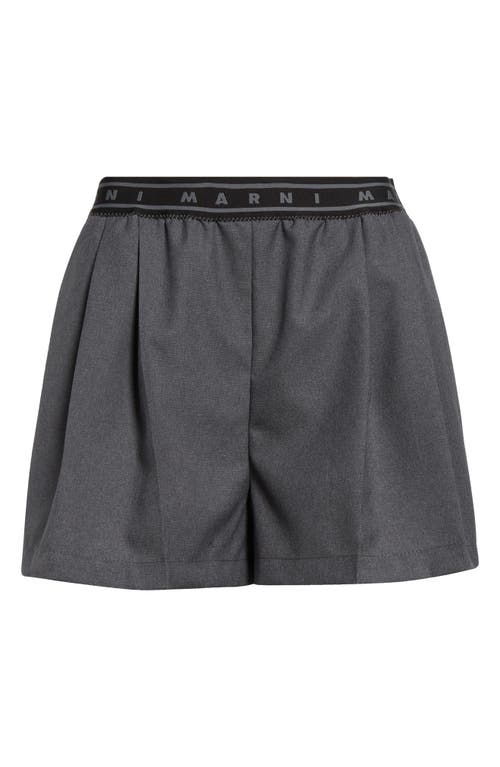 Marni Pleated Shorts With Branded Band In Graphite/black