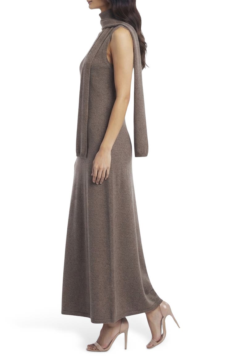 Scarf Neck Sleeveless Sweater Midi Dress, Alternate, color, HEATHER BROWN