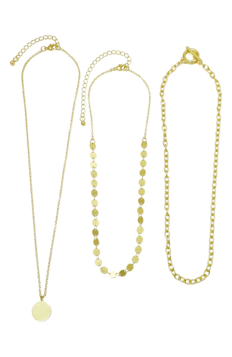 Adornia Set of 3 Assorted Chain Necklaces, Alternate, color, Gold