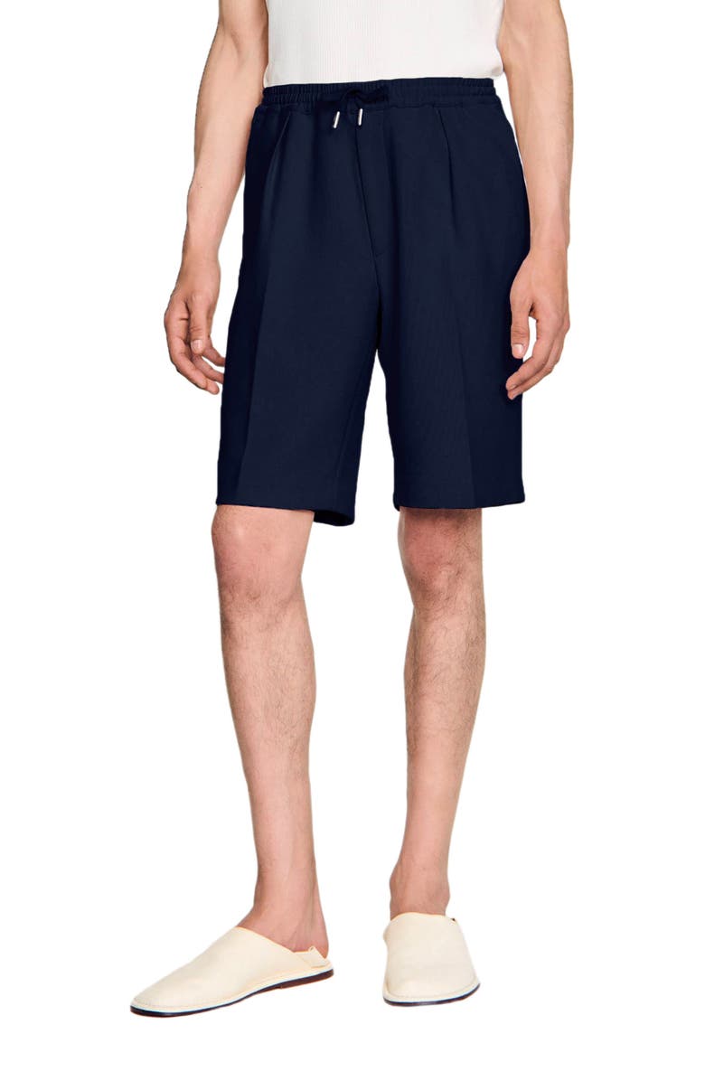 SANDRO Jersey Bermuda shorts, Main, color, Navy Blue