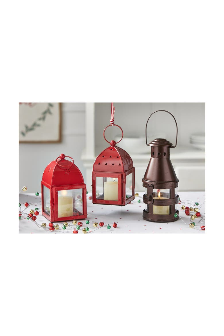 Fireside Bronze Lantern Candle Holder Decorative Metal Lantern, Alternate, color, Brown