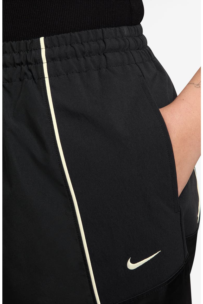 Water Repellent High Waist Track Pant, Alternate, color, 010 BLACK/SAIL