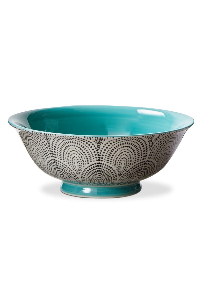 Dotted Wave Ramen Bowl Black Multi Stoneware Everyday, Main, color, Black