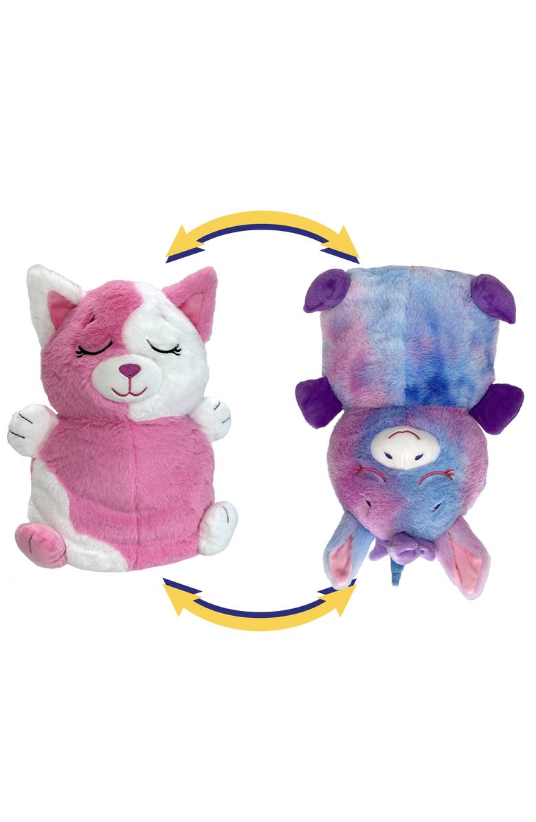 FlipaZoo Upside Down Inside Out Pink Cat, Rainbow Unicorn, 2 In 1 Animal Plush, Main, color, Multicolored