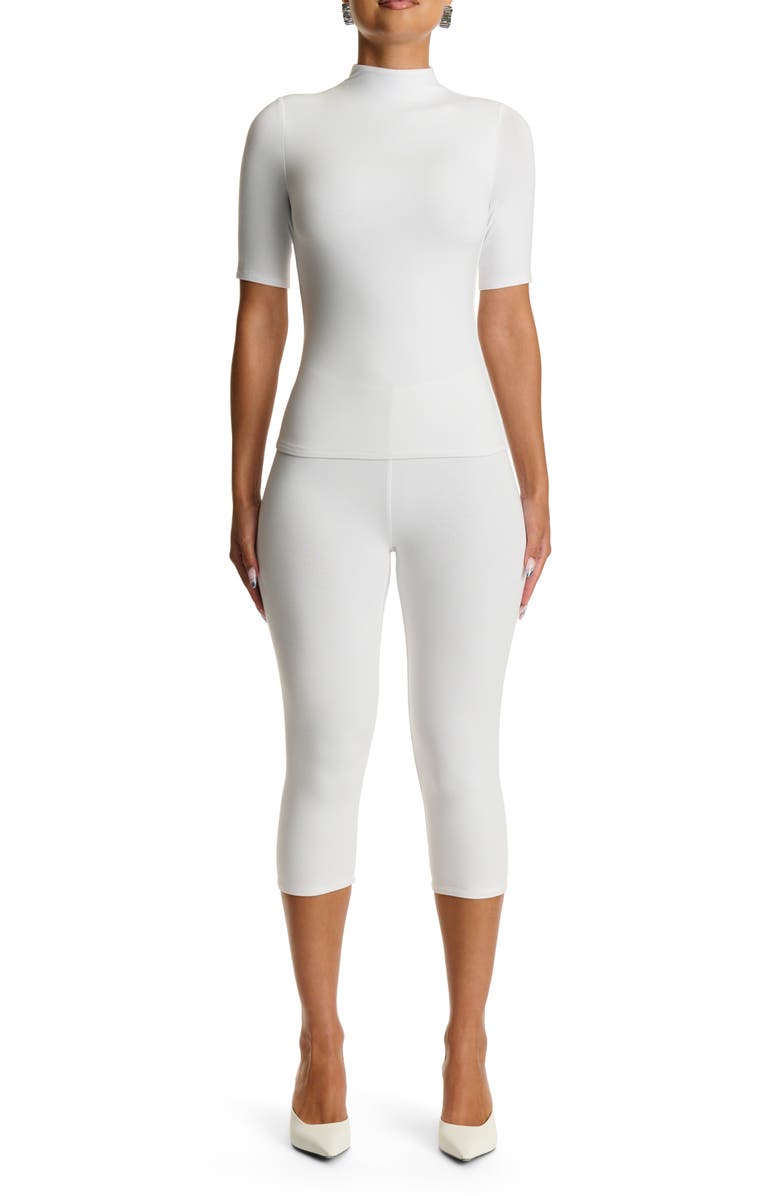 Naked Wardrobe Smooth Sculpt Crop Leggings, Alternate, color, White