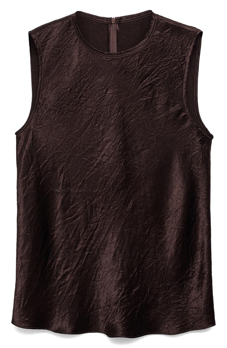 MANGO Crinkle Satin Shell Top, Alternate, color, Chocolate