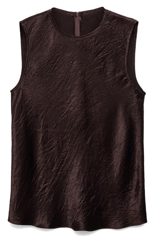 Mango Crinkle Satin Shell Top In Brown