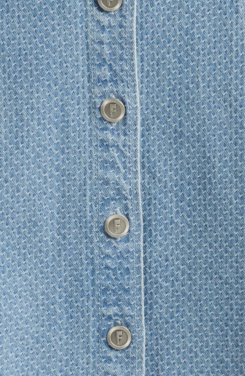 FRNCH Ellyne Embroidered Denim Shirtdress, Alternate, color, Bleu Clair