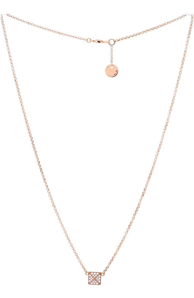 Pre-Owned Hermes Clou d'H Pendant Necklace 18K Rose Gold with Diamonds Small, Alternate, color, Rose Gold