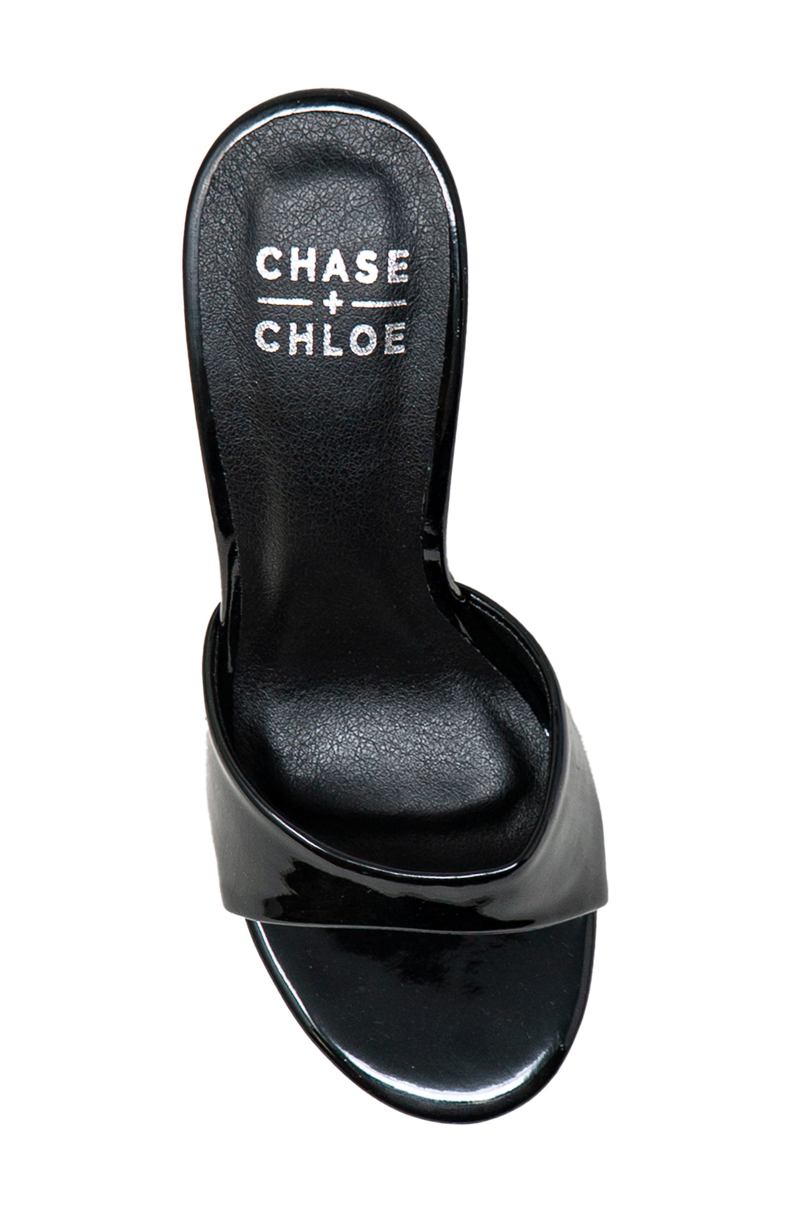 CHASE AND CHLOE Slide Stiletto Sandal, Alternate, color, Black Patent