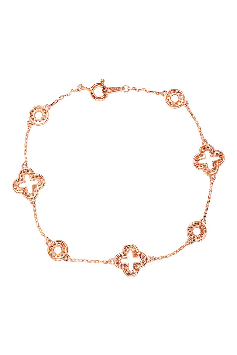 Sterling Silver CZ Station Bracelet, Alternate, color, ROSE