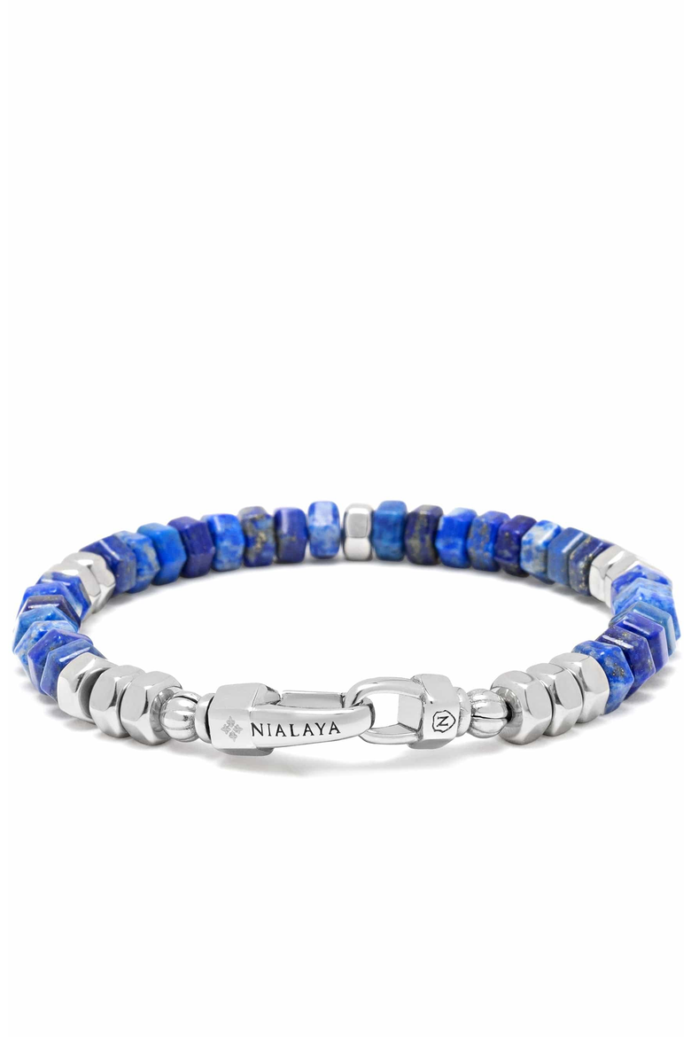 Hexagon Blue Lapis Beaded Bracelet, Main, color, Blue Lapis