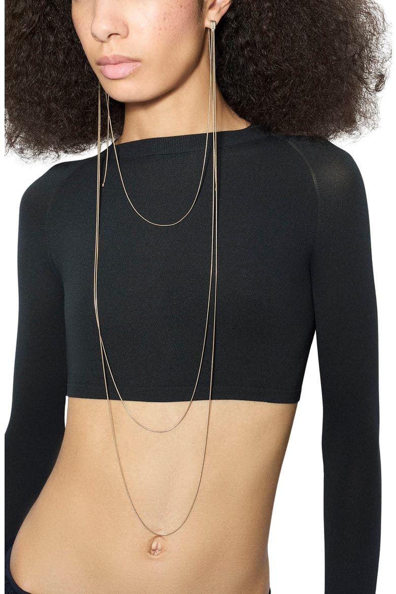 Long Sleeve Crop Top, Main, color, NOIR ALAIA