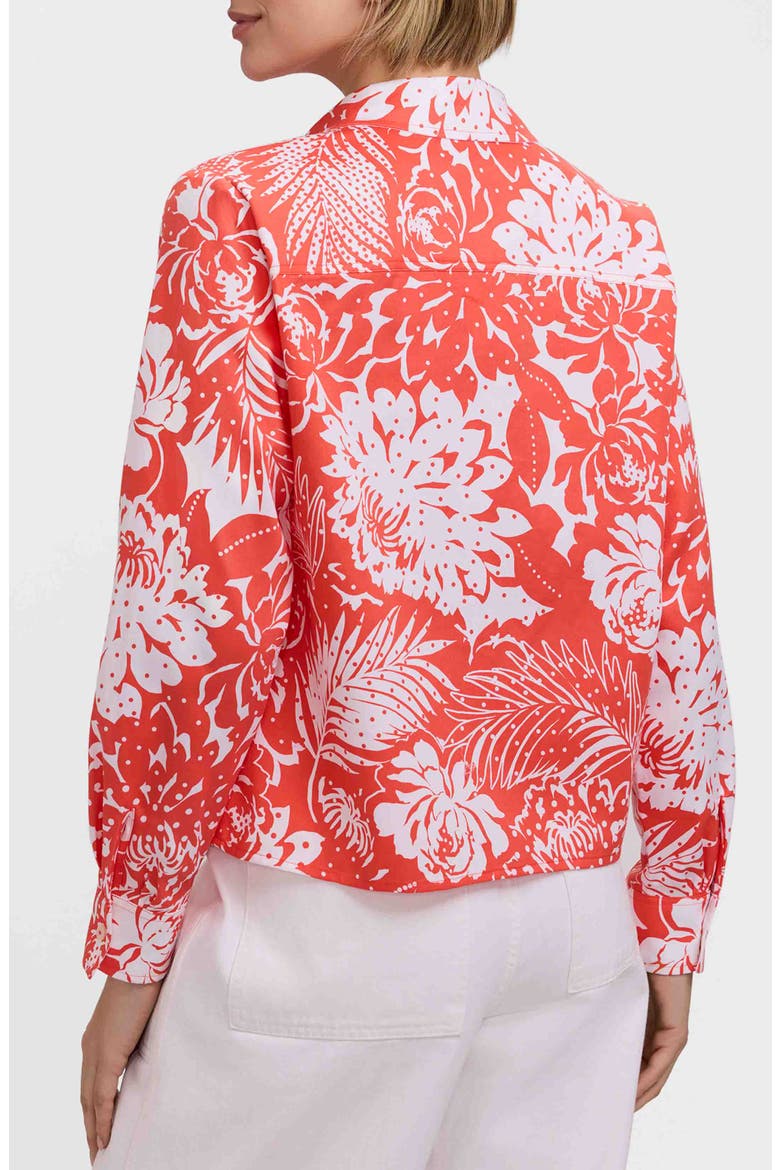 Jodie Tropical Floral Cotton Button-Up Shirt, Alternate, color, PEACHY ORANGE/ WHITE