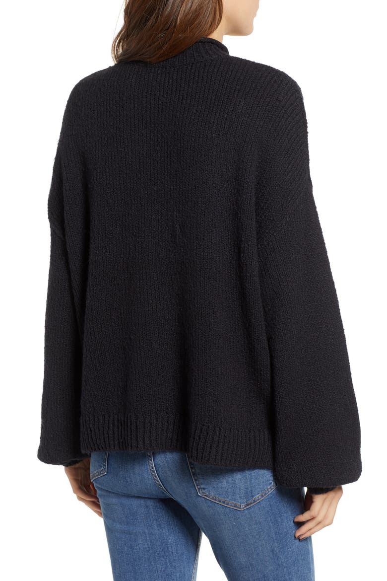 Balloon Sleeve Sweater, Alternate, color, BLACK