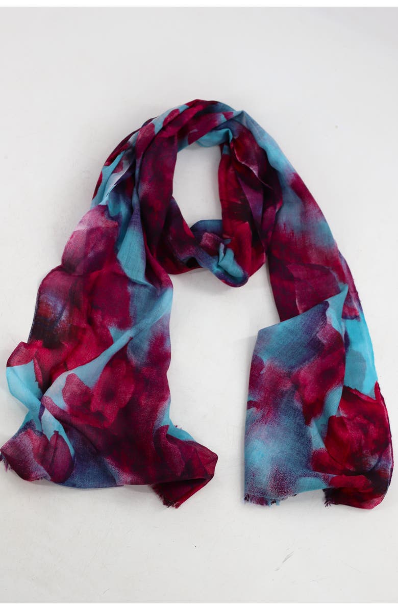 La Fiorentina Watercolor Print Scarf, Alternate, color, Turquoise