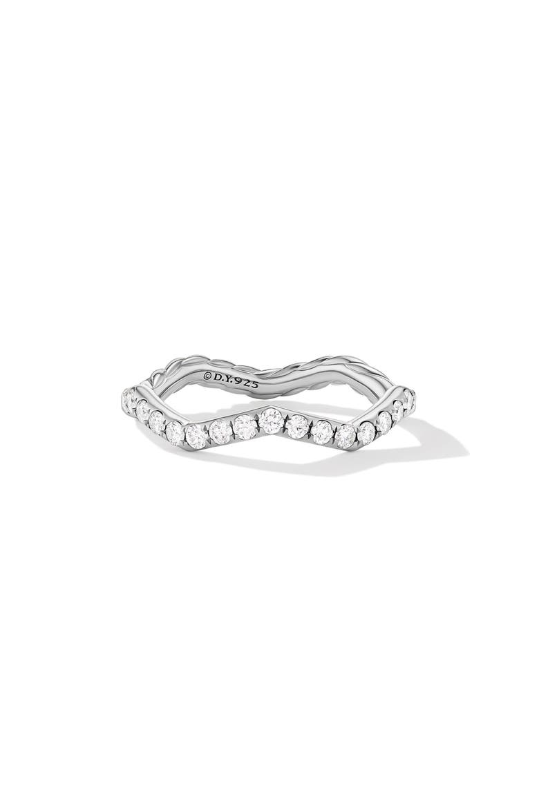 Stax Zigzag Ring in Sterling Silver with Diamonds, 2mm, Alternate, color, STERLING SILVER