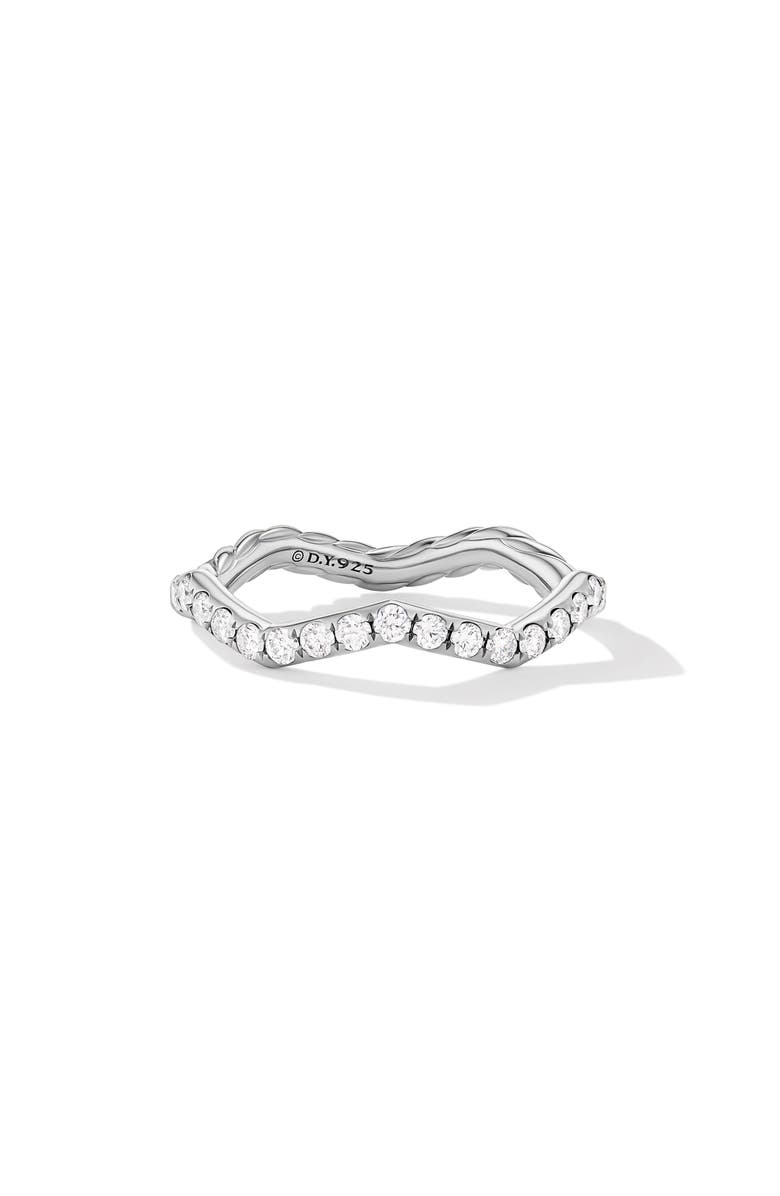 David Yurman Stax Zigzag Ring in Sterling Silver with Diamonds, 2mm, Alternate, color, Sterling Silver