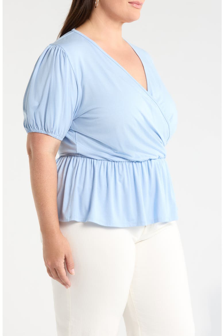 Surplice Peplum Top, Alternate, color, SKY