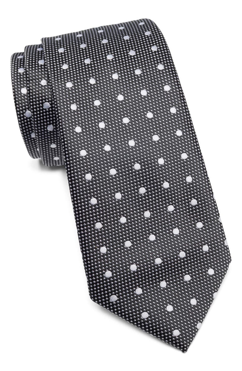 TOM BAINE Polka Dot Satin Tie, Main, color, Black