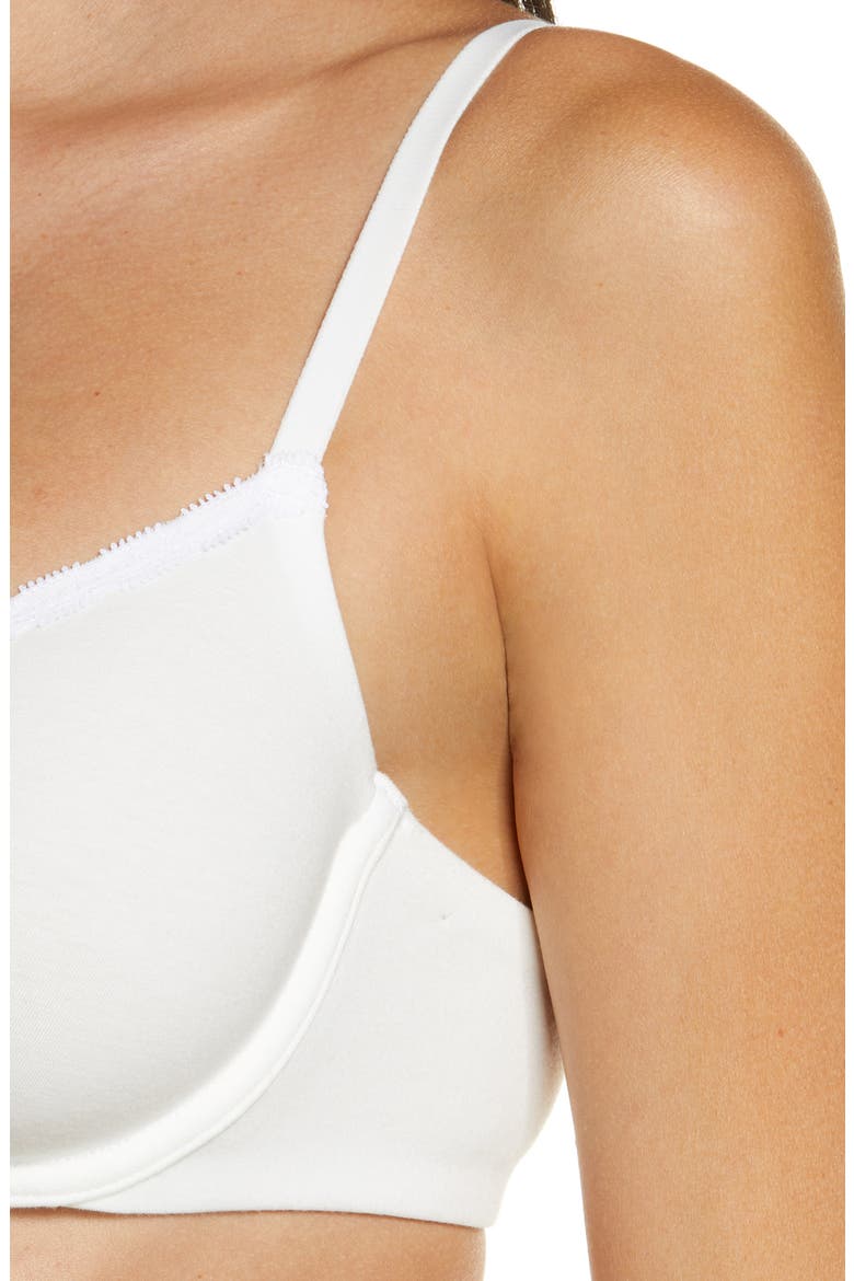 Adorned Cotton Blend Underwire Bra, Alternate, color, WHITE