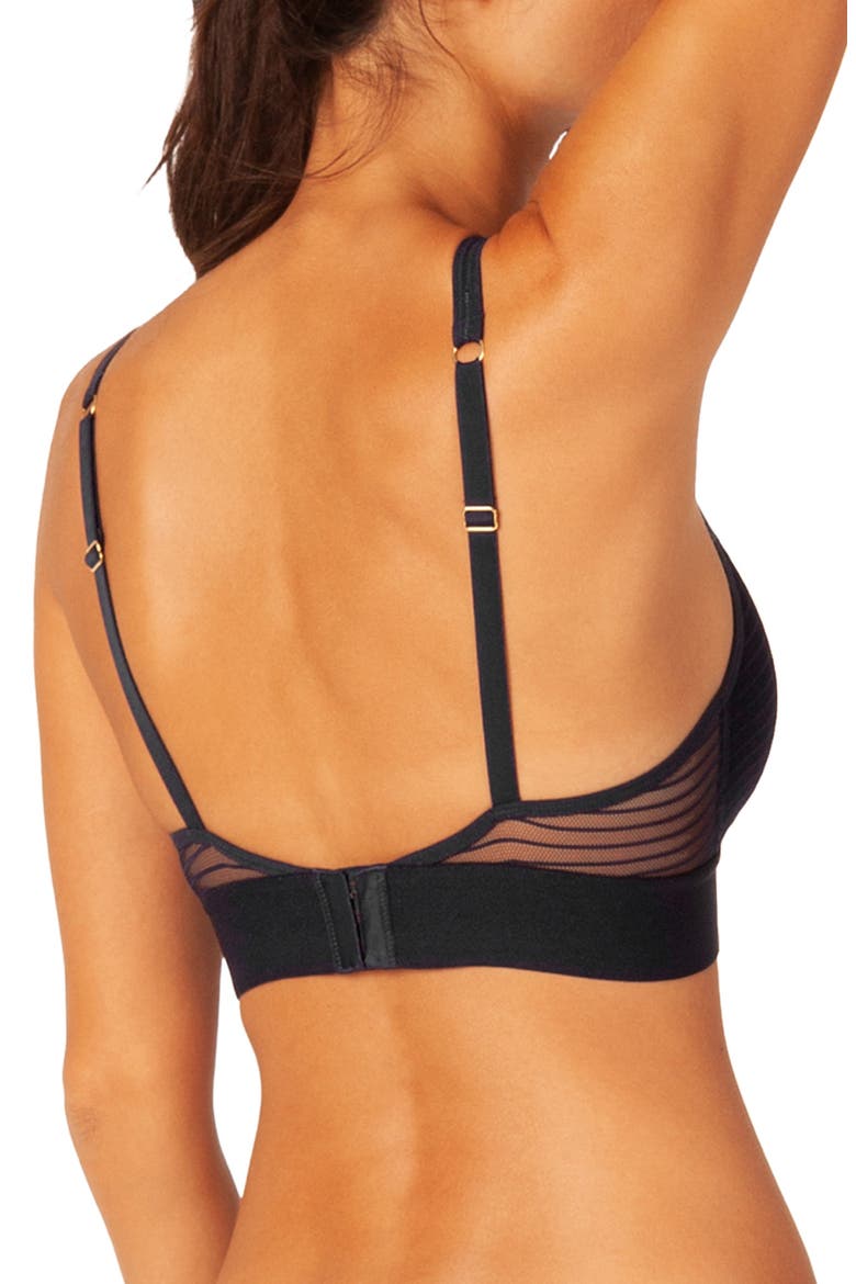 The Stripe Mesh Bralette, Main, color, JET BLACK