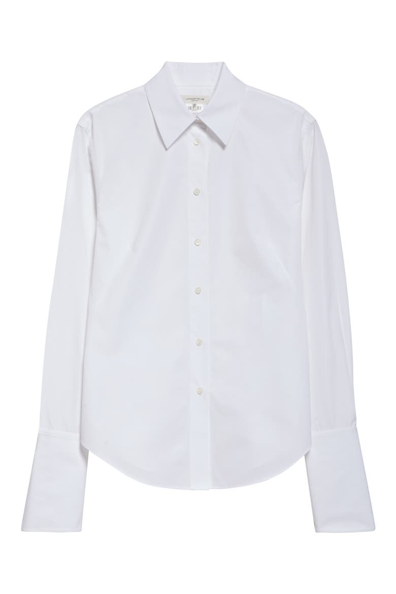 Fitted Organic Cotton Poplin Button-Up Shirt, Alternate, color, WHITE
