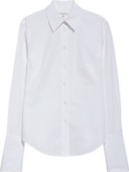 Lafayette 148 New York Fitted Organic Cotton Poplin Button-Up Shirt